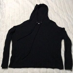 Black sholderless long sleeve hoodie